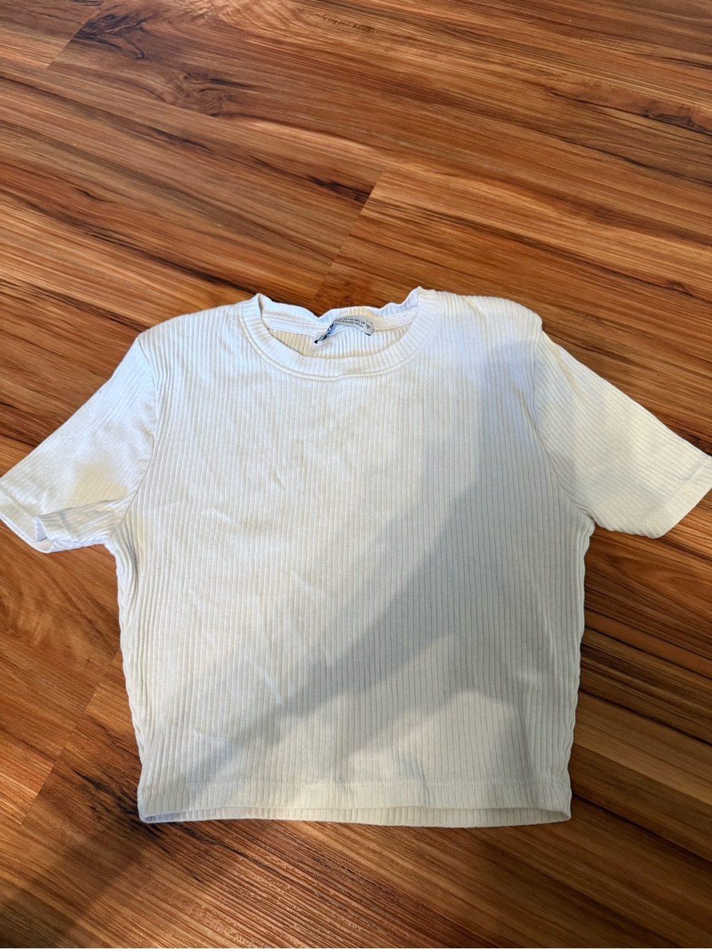 Ribbed Short Sleeve Crewneck Top - White